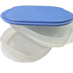 Tupperware Fridge Stackables  Cold Cuts Deli Meat Luncheon Container Blue Lid